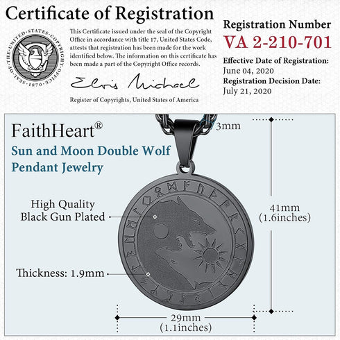 FaithHeart Norse Viking Wolf Pendant Necklace for Men/Women, Stainless Steel/18K Gold Plated Nordic Vikings Stuff Jewelry with Gift Packaging...