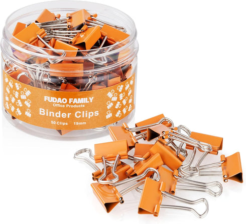 Small Binder Clips, 3/4 Inch (19mm) Binder Clips, 50 Pack Mini Binder Clips (Orange)...