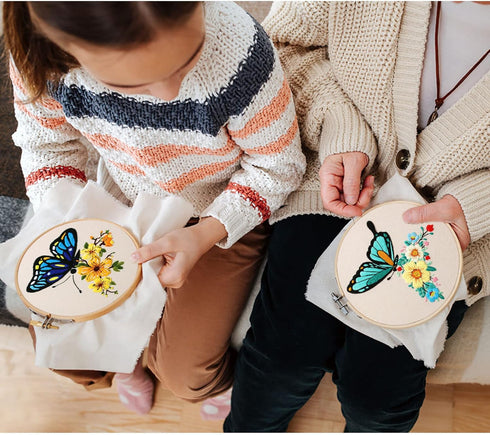 Santune 3 Pack Embroidery Kit for Beginners Adults Cross Stitch Kits for Beginners Hand Embroidery with Butterfly Patterns and Instructions DIY Ki...