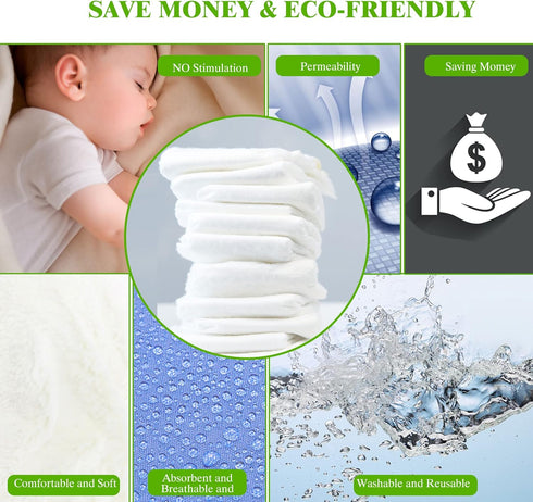Prefold Cloth Diapers - Premium Cotton, Fasoar 3 Ply Environmental Friendly Baby Washable Diaper Covers for Babies to Toddlers Multi-Use (10-35 lb...