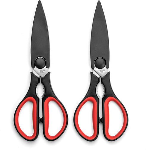 Ultra Sharp Kitchen Scissors for Food - Heavy Duty, Serrated Stainless Steel Shears (Set of 2)...