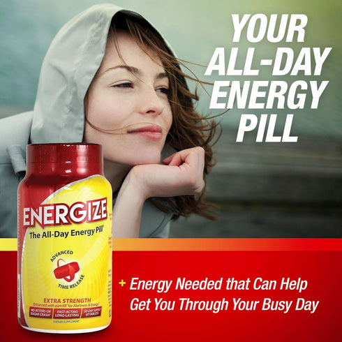 Energize Extra Strength Caffeine Pills, Fast Acting Long-Lasting Energy Pill with Extended Time Release Caffeine, Improved Clarity & Energy Suppor...