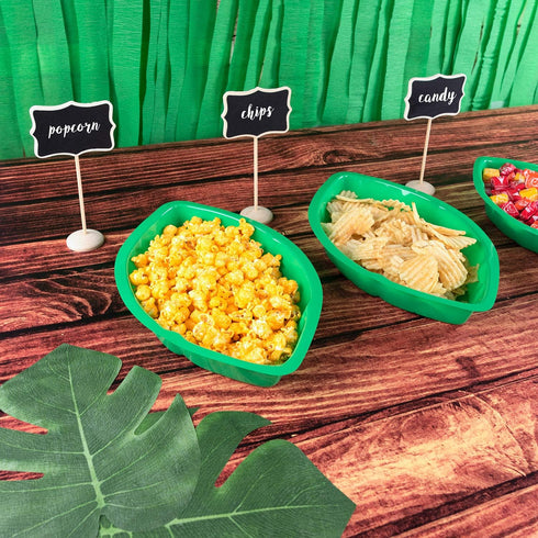 Super Z Outlet Palm Leaf Hawaii Style Food Reusable Snack Tray, Cookies, Chips, Candy Dip for Jungle Island Themed Party Decorations Platter (12 P...