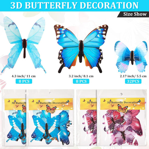 48 Pieces Glow in The Dark Butterflies for Ceiling 3D Butterfly Decal Sticker Wall Decor DIY Adhesive for Room Nursery Living Room Luminous Realis...