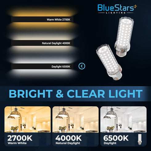 BlueStars SUPER BRIGHT 4 Packs 20W E26 E27 LED Corn Light Bulbs, 150W Equivalent 6500K Cool Daylight White 1600 lumens Non-dimmable for Home Garag...