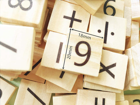 Abbaoww 100 Pcs Wooden Number Symbol Tiles for Crafts, Pendants, Spelling, Scrapbooking, Decoration...