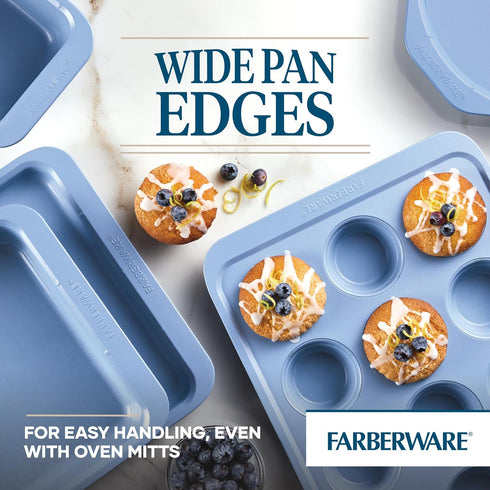 Farberware Easy Solutions Nonstick Bakeware Meatloaf/Loaf Baking Pan, 9 Inch x 5 Inch with Portion Marks - Blue...