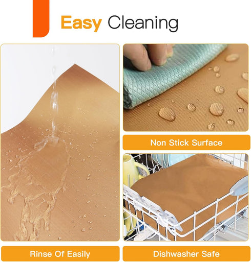 4 Pack Large Copper Oven Liners for Bottom of Oven BPA and PFOA Free, 16x24 Inch Thick Heavy Duty Non Stick Teflon Oven Mats for Electric, Gas, To...