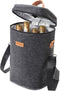 4 Bottle Carrier Tote, Thicken Felt Wine Carrier Padded Portable Wine Bottle Bag with Leather Handles & Shoulder Strap for Party, Picnic, Travel, ...