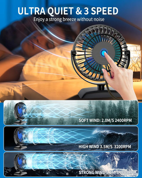 USB Desk Fan, Mini Fan but Powerful, Portable USB Fan with 3 Speeds, Quiet Table Personal Fan, 360°Rotate Coolness, Small Table Fan for Home,Offic...