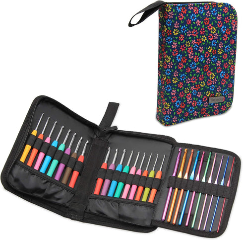 Teamoy Crochet Hook Case, Travel Carry Bag for Ergonomic Crochet Hooks Kits, Aluminum /Steel Crochet Hook and More, Lightweight, Well Made--NO Acc...