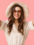 4 Pairs Heart Shaped Sunglasses Goggle Vintage Cat Eye Sunglasses Mod Style Retro Glasses with 4 Pieces Glasses Cloth 4 Pieces Flannel Bag for Par...