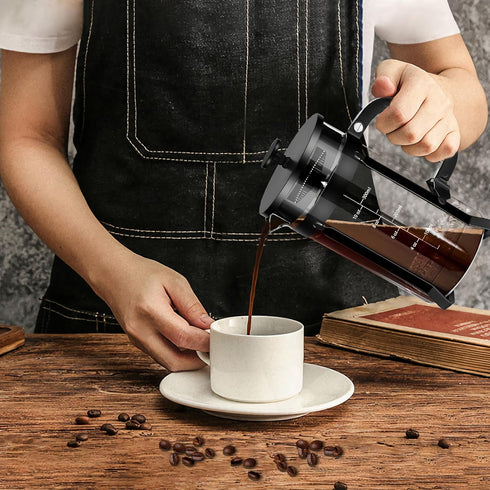 French Press Coffee Maker 304 Stainless Steel Coffee Press,with 4 Filters System, Heat Resistant Thickness Borosilicate French Press Glass, BPA-Fr...