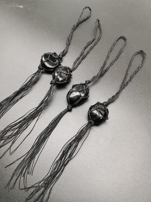 Handmade Car Mirror Hanging Accessories Decor Obsidian Car Rear View Mirror Crystal Charm Home Ornament Pendant Decorations...