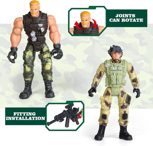 8-Pack Military Toy Soldiers Action Figures Playset, US Army Men and SWAT Team with Military Weapons Accessories for Kids Boys Girls...