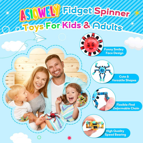 Transformable Fidget Spinner Toys for Kids & Adults,3 PCS Fidget Toys for Teens Anxiety,Sensory Toys for Autism ADHD Stress Relief,Gifts for Boys ...