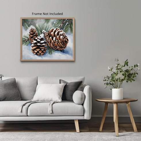 Posterizer 1 pcs-pinecones in snowey winter nature 3-Landscape & Nature Art-GIft for Men Women Teens-Living Room Bedroom Decor- unframed wall art...