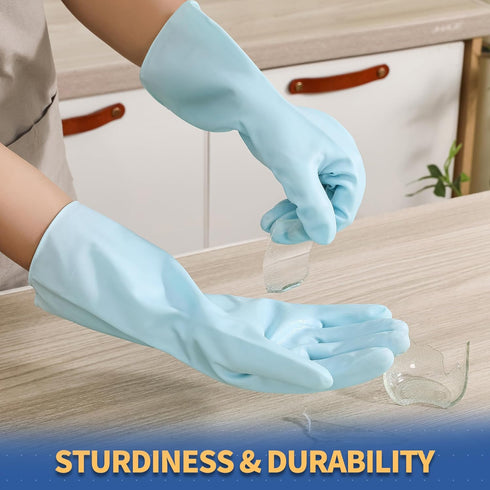 BOOMJOY PVC Cleaning Gloves, Heavy Duty Dishwashing Gloves, Reusable Medium Gloves for Kitchen, Bathroom, Gardening, Working, Pet Care - Pink & Bl...