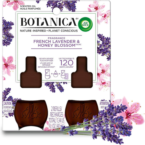 Botanica by Air Wick Plug in Scented Oil Refill, 2 Refills, French Lavender and Honey Blossom, Air Freshener, Essential Oils...