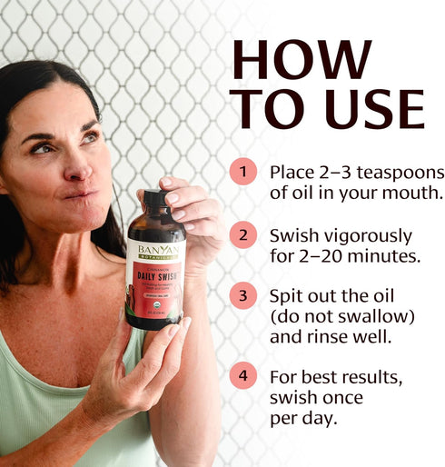 Banyan Botanicals Cinnamon Daily Swish – Organic Ayurvedic Pulling Oil with Coconut Oil – Mouthwash for Fresh Breath and Sparkling Oral Health* – ...