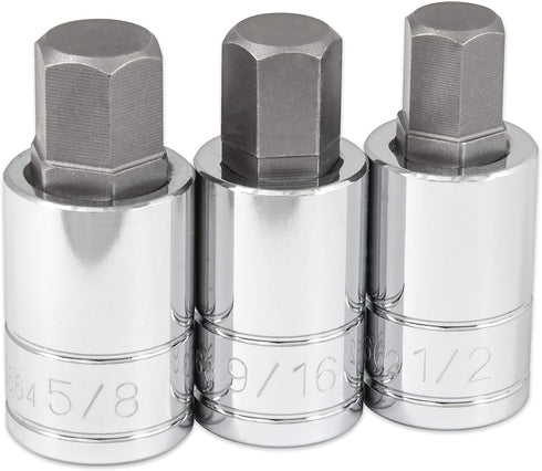 Titan 16162 3-Piece 1/2-Inch Drive SAE Large Hex Bit Socket Set...