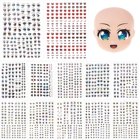 Joez Wonderful 12Pcs Water Eye Stickers for Dolls, Eye Water Decals Cute Cartoon for Doll Clay Accessories...