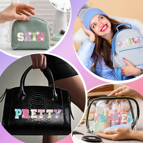 Yinder Glitter Resin Rhinestone Alphabet Letter Stickers Crystal Rhinestone Iron on Letter Self Adhesive A-Z Glitter Stickers for Art Clothing DIY...