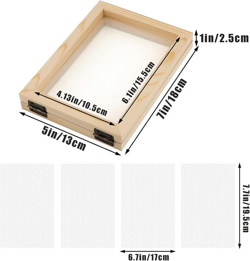 Luter Artesanat 5 Piece Wooden Paper Making Kit Including Wooden Paper Frame Making Moulds and Mesh Crafts for Paper DIY Dried Flowers...