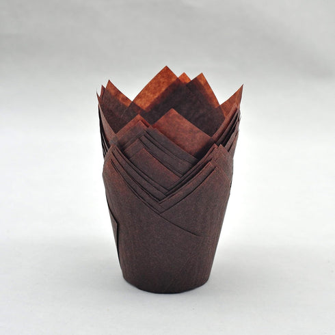 Large Muffin Greaseproof paper Baking cupcake cups, 2-1/4" x 4" Chocolate Brown Tulip Baking Cup Case of 125 pcs (125, Large)...