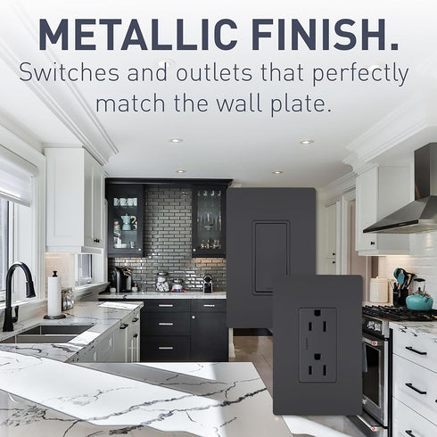 Legrand radiant TM870GCC10 15 Amp Rocker Wall Switch, Single Pole Decorator Light Switches, Graphite (1 Count)......