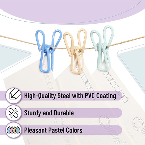 Mr. Pen- Chip Clips, 18 Pack, 2 Inch, Pastel Colors, Utility Steel PVC-Coated Clips, Bag Clips, Chip Clip, Metal Clips, Chip Bag Clip, Food Clips,...