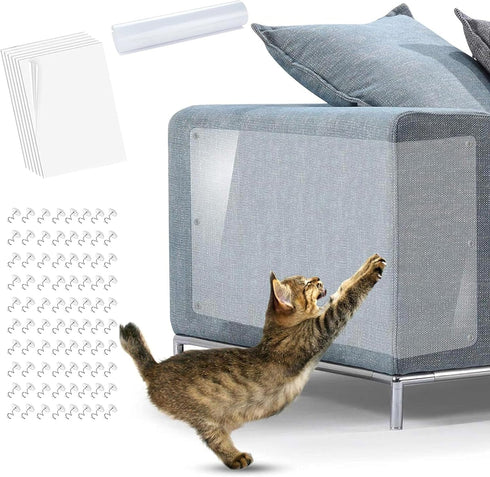 Cat Couch Protector 2Pack 6x17in & 5Pack 17x9in & 5Pack 17x11in Cat Training Self-Adhesive Couch Clear Tape Scratch Deterrent for Sofa Door Walls ...