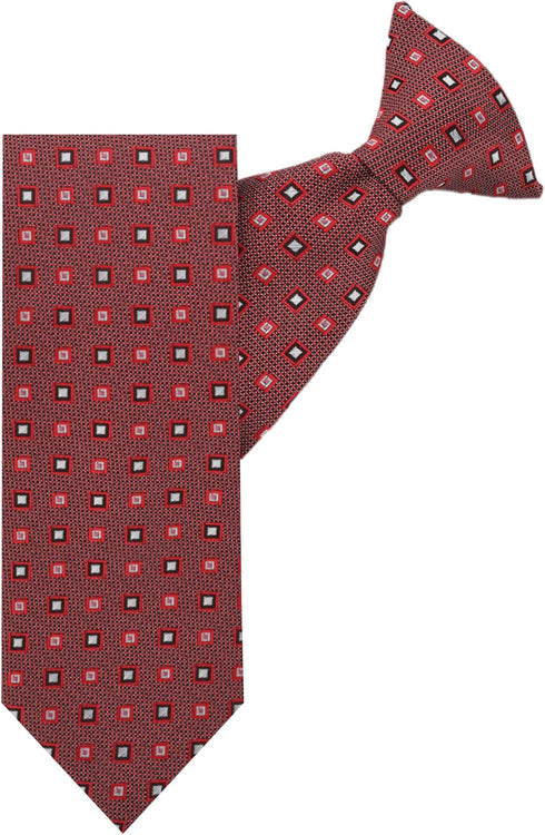 Jacob Alexander Men's Pre-Tied Diamond Pattern Clip-On Neck Tie - Red...