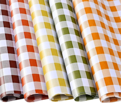 50 Sheets Large Size Autumn Plaid Tissue Bulk, 28 * 20'' Brown Green Yellow Red Orange Buffalo Plaid Gift Wrapping Tissue for Fall Harvest Thanksg...