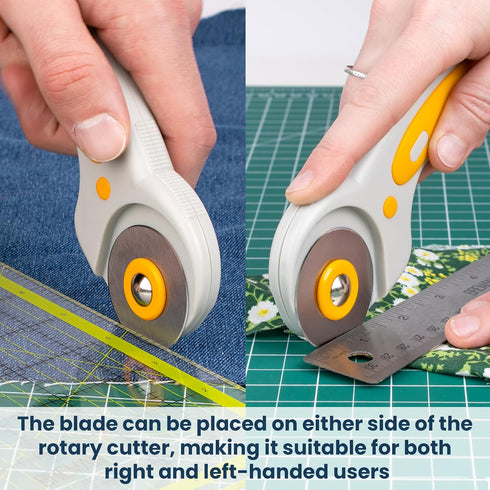 W.A. Portman Fabric Rotary Cutter with 15 Blades - 45mm Rolling Cutter with Safety Lock - Fabric Roller Cutter - Rotary Fabric Cutter Wheel - Fabr...