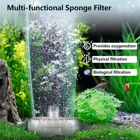 Aquarium Small Fish Tank Filter - Mini Fish Tank for 2-15 Gallon Tanks Bio Sponge Filter, Ultra Quiet Submersible Aeration Filters for Breeding Fr...