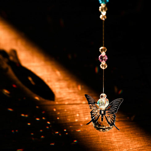 WEISIPU Crystal Hanging Decorations - Hanging Ornament Crystals Butterfly Suncatchers with Clear Crystal Ball for Home, Office, Garden Decoration,...