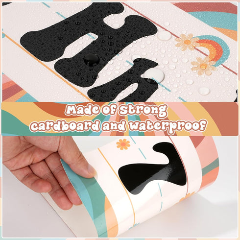 36Pcs Retro Classroom Alphabet Number Bulletin Board Set, Groovy ABC Alphabet Card and 0-9 Number Posters Decor with Glue Point for Preschool Kind...