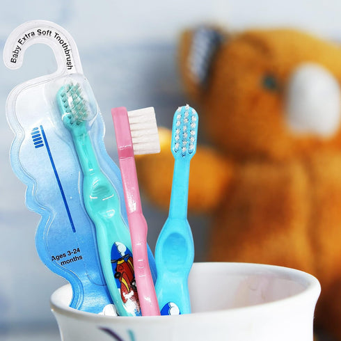 Baby Toothbrush- Soft Bristles – Set of 3 Toddler Toothbrush for Boys and Girls –Cute Colors and Designs Great Gift for Baby's and Toddlers...