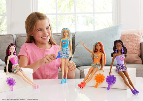 Barbie Color Reveal Doll & Accessories with 6 Unboxing Surprises, Rainbow-Inspired Series with Color-Change Bodice, 1960s Theme...