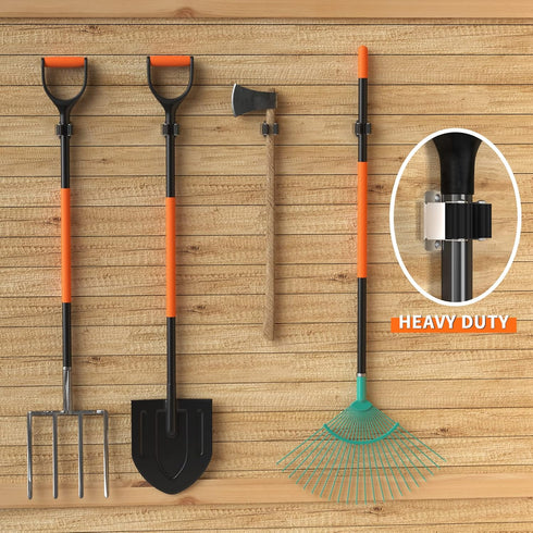 6 Pack Broom Holder Wall Mount Stainless Steel Mop Hanger Organization Heavy Duty Garage Storage System Garden Laundry Kitchen Tool Organizer Gene...
