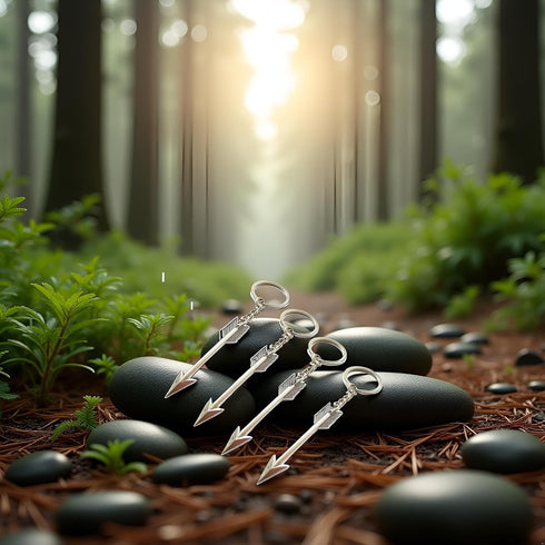 4Pcs Silver Bow and Arrow Key chain Arrow Keyring Boho Keychain Archer Gift Crossbow Bow Jewelry Archery Beading and Jewelry Findings Men's Keyrin...