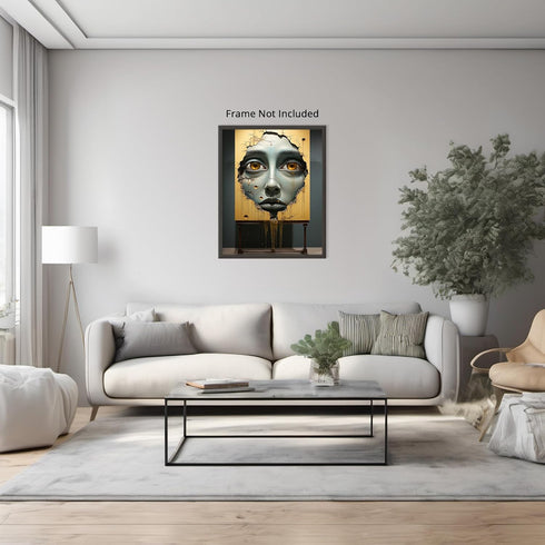 Posterizer 1 pcs-melting futuristic robotic portrait-Abstract & Modern Art-Fantasy & Fiction Art-Gift for Art Lovers-Decor for Home & Office- UNFR...