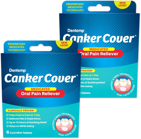 Dentemp Canker sore medicine 2pk Canker Cover - Oral Pain Reliever (12 Count) - Treatment to Relieve Canker Pain, Mouth Sores & Mouth Irritation -...