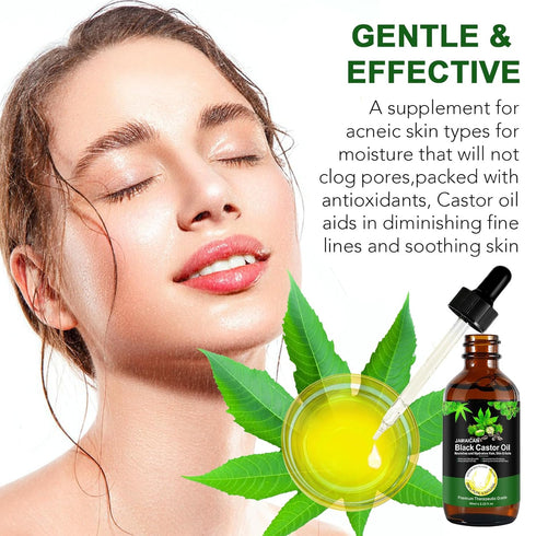 Jamaican Black Castor Oil for Hair Growth, Pure Cold Pressed Castor Oil w/Hair Scalp Massager, Skin Care,Nourish the Scalp,Dry Skin Relief Body Oi...