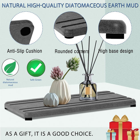 3PCS Water Absorbing Stone Tray, DryingNeat Diatomite Stone Sink Tray, Instant Dry Sink Coasters, Kitchen Sponge Hand Soap Holder, Countertop Fast...