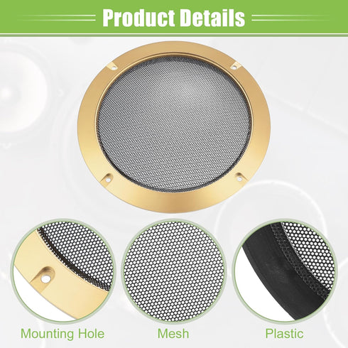 ACROPIX Universal 6.5" Car Speaker Grills Cover Mesh Round 6.5 Inch Audio Speaker Subwoofer Guard Protector Case with Screws Iron Gold Tone Black ...