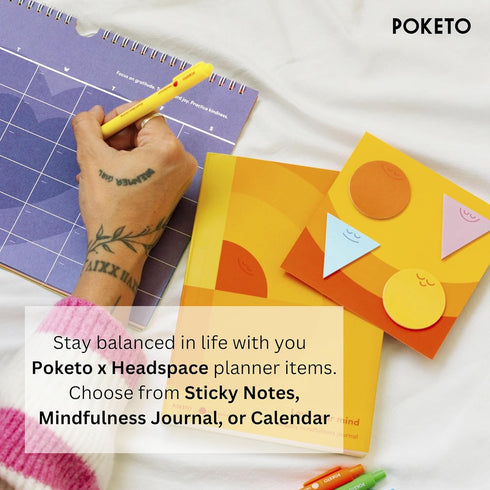 Poketo x Headspace Sticky Notes - 4 Shapes and Colors for Mental Notes and Reminders, Stocking Stuffers for Teens, Art Supplies, Teacher Gifts, Ho...