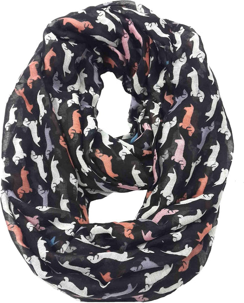 Lina & Lily Dachshund Doxie Dog Print Women's Infinity Scarf Lightweight...