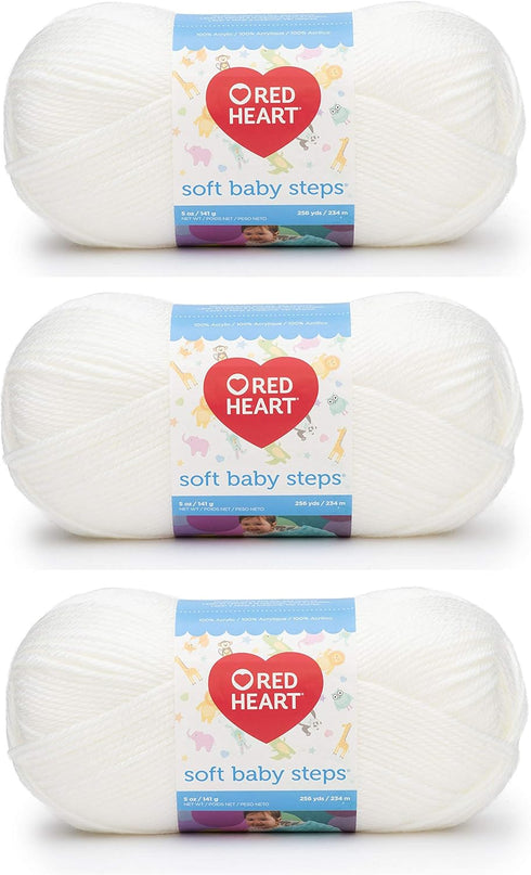 Bulk Buy: Red Heart Soft Baby Steps Yarn (3-Pack) White E746-9600...
